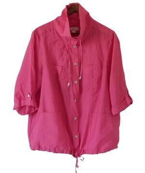 CJ banks Jacket short sleeve High neck collar - Color Fuchsia - Size X (14W)